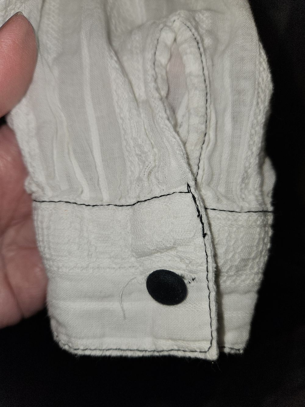 Embellish - White Textured Button-Front Top - Picture 5 of 8